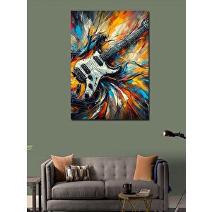 Kanvas Tablo Alevli Gitar 100x140 cm
