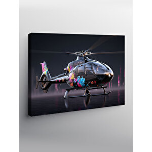 Kanvas Tablo Gece Uçan Helikopter 50x70 cm