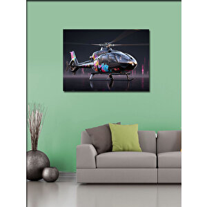Kanvas Tablo Gece Uçan Helikopter 100x140 cm