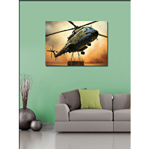 Kanvas Tablo Gün Batımında Askeri Helikopter 50x70 cm