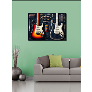 Kanvas Tablo Elektro Gitar Tasarımı 70x100 cm