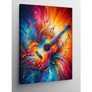 Kanvas Tablo Patlayan Renkli Gitar 50x70 cm