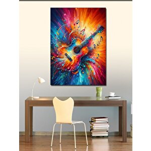 Kanvas Tablo Patlayan Renkli Gitar 50x70 cm