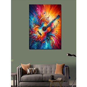 Kanvas Tablo Patlayan Renkli Gitar 50x70 cm