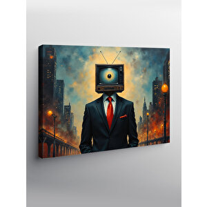 Kanvas Tablo Televizyon Kafalı İş Adamı 50x70 cm