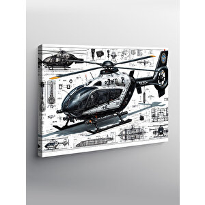 Kanvas Tablo Teknik Helikopter Çizimi 50x70 cm