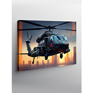 Kanvas Tablo Gece Uçuş Helikopteri 100x140 cm