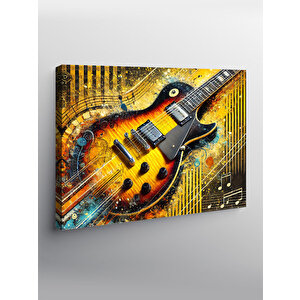 Kanvas Tablo Sarı Elektro Gitar Sanatı 50x70 cm