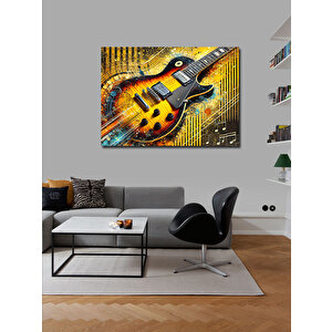 Kanvas Tablo Sarı Elektro Gitar Sanatı 50x70 cm