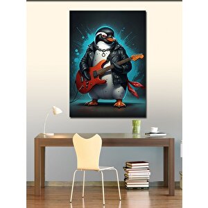Kanvas Tablo Gitar Çalan Penguen 50x70 cm