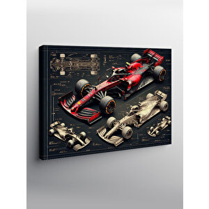 Kanvas Tablo Teknik Formula 1 Araç Çizimi 100x140 cm
