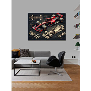 Kanvas Tablo Teknik Formula 1 Araç Çizimi 100x140 cm