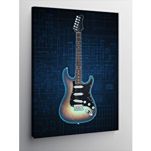 Kanvas Tablo Mavi Elektro Gitar 100x140 cm