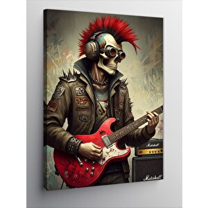 Kanvas Tablo Gitar Çalan İskelet 70x100 cm