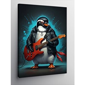 Kanvas Tablo Gitar Çalan Penguen 100x140 cm