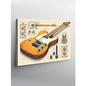 Kanvas Tablo Elektro Gitar Teknik Çizimi 70x100 cm