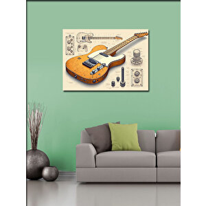 Kanvas Tablo Elektro Gitar Teknik Çizimi 70x100 cm