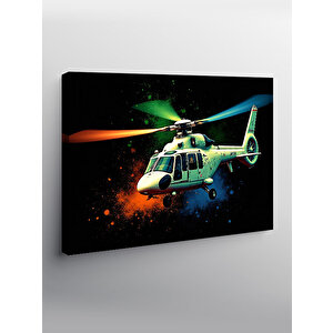 Kanvas Tablo Gece Uçan Helikopter 100x140 cm