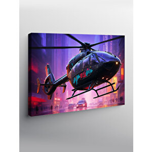 Kanvas Tablo Gece Helikopter Uçuşu 70x100 cm