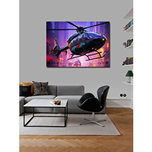 Kanvas Tablo Gece Helikopter Uçuşu 70x100 cm