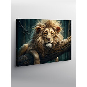 Kanvas Tablo Ağaçta Dinlenen Aslan 70x100 cm