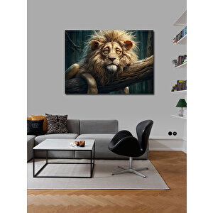 Kanvas Tablo Ağaçta Dinlenen Aslan 70x100 cm