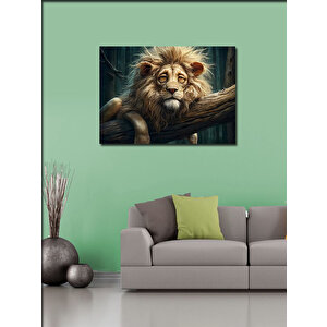 Kanvas Tablo Ağaçta Dinlenen Aslan 70x100 cm