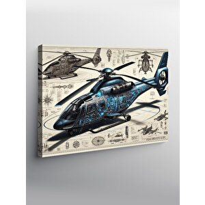 Kanvas Tablo Teknik Helikopter Çizimi 70x100 cm