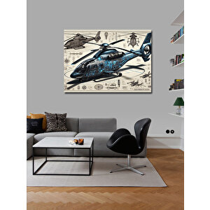 Kanvas Tablo Teknik Helikopter Çizimi 70x100 cm