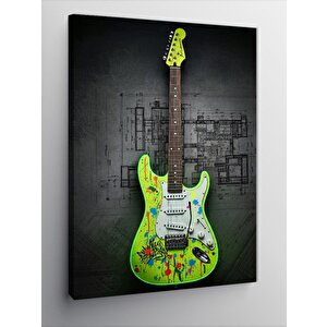 Kanvas Tablo Yeşil Elektrik Gitar 100x140 cm