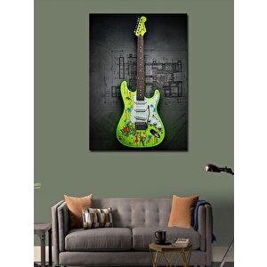Kanvas Tablo Yeşil Elektrik Gitar 100x140 cm