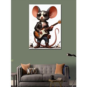 Kanvas Tablo Elektro Gitar Çalan Fare 50x70 cm