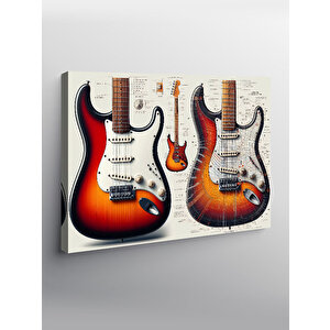Kanvas Tablo Üçlü Elektro Gitarlar 100x140 cm
