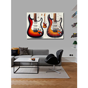 Kanvas Tablo Üçlü Elektro Gitarlar 100x140 cm