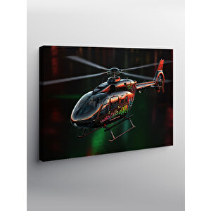 Kanvas Tablo Siyah Helikopter Uçuşu 50x70 cm