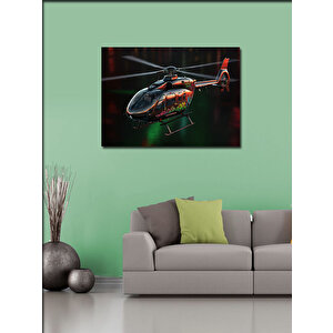 Kanvas Tablo Siyah Helikopter Uçuşu 50x70 cm