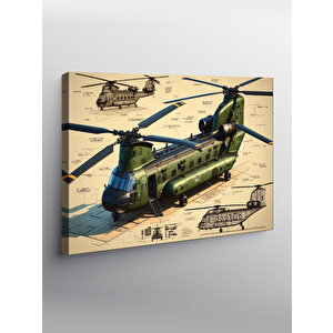 Kanvas Tablo Askeri Helikopter Tasarımı 70x100 cm