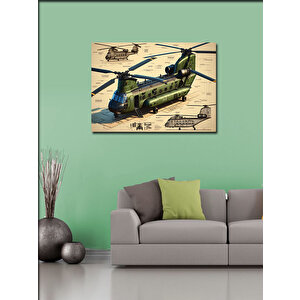 Kanvas Tablo Askeri Helikopter Tasarımı 70x100 cm