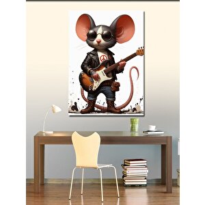 Kanvas Tablo Elektro Gitar Çalan Fare 100x140 cm