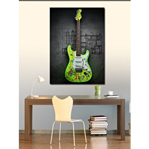 Kanvas Tablo Yeşil Elektrik Gitar 50x70 cm