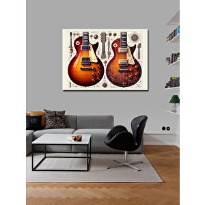 Kanvas Tablo Çift Elektro Gitar Tasarımı 50x70 cm