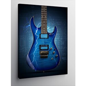 Kanvas Tablo Mavi Elektrikli Gitar 100x140 cm