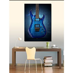 Kanvas Tablo Mavi Elektrikli Gitar 100x140 cm