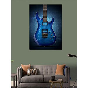Kanvas Tablo Mavi Elektrikli Gitar 100x140 cm