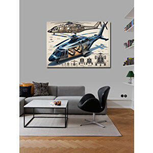 Kanvas Tablo Helikopter Teknik Çizimi 50x70 cm