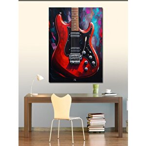 Kanvas Tablo Kırmızı Elektrik Gitar 70x100 cm