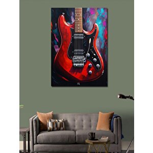 Kanvas Tablo Kırmızı Elektrik Gitar 70x100 cm