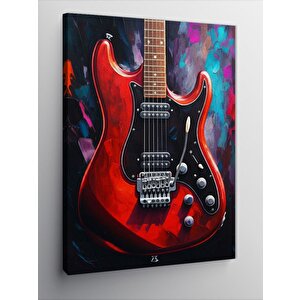Kanvas Tablo Kırmızı Elektrik Gitar 50x70 cm