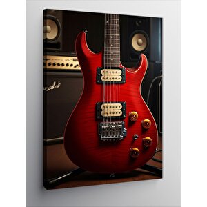 Kanvas Tablo Kırmızı Gitar 100x140 cm