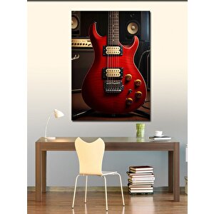 Kanvas Tablo Kırmızı Gitar 100x140 cm